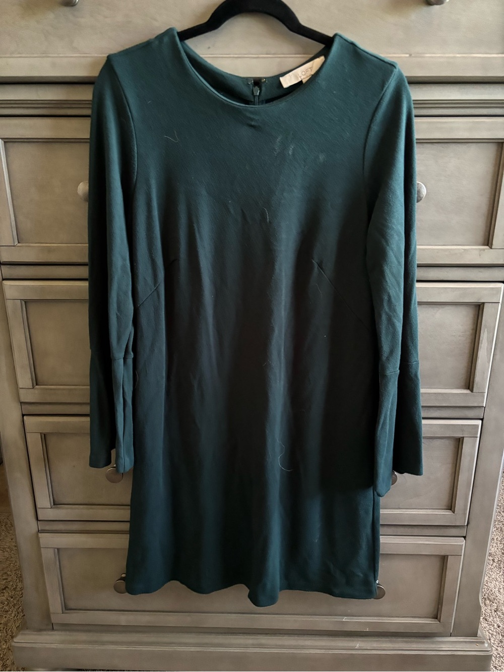 LOFT Teal Long-Sleeve Shift Dress